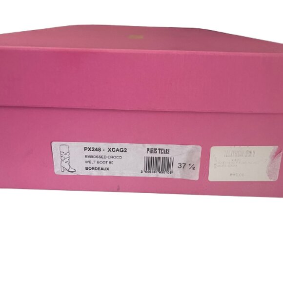 PARIS TEXAS NWT Square-Toe Crocodile-Effect Leather Knee Boots in Burgundy 7.5 - Picture 12 of 13